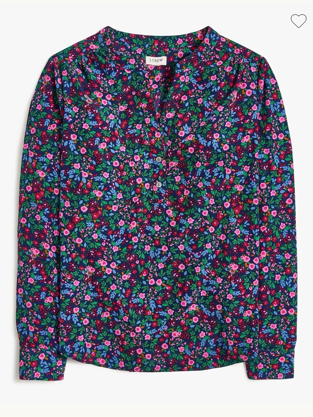 J. Crew Floral Popover Placket Blouse